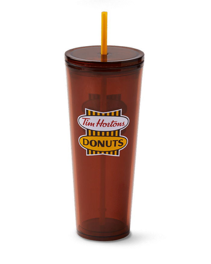 24oz Plastic Straw Tumbler – English Retro Logo - Image 1