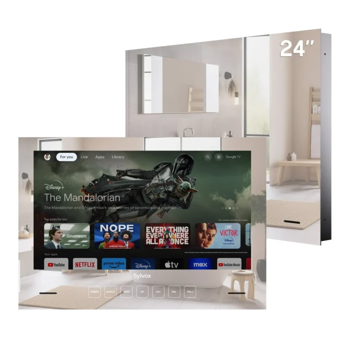 24" Waterproof Smart Mirror TV for Bathroom（Embedded Wall Model） - Image 1