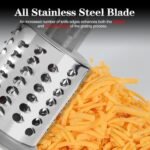 Ourokhome Rotary Cheese Grater Hand Crank, Kitchen Shredder Speed Mandolin Slicer Ice Shaver with Handle and Drum Blades for Cheese, Vegetable, Nuts, Chocolate, Potato, Carrot, 5 Blades, White - Image 6