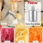 Ourokhome Rotary Cheese Grater Hand Crank, Kitchen Shredder Speed Mandolin Slicer Ice Shaver with Handle and Drum Blades for Cheese, Vegetable, Nuts, Chocolate, Potato, Carrot, 5 Blades, White - Image 5