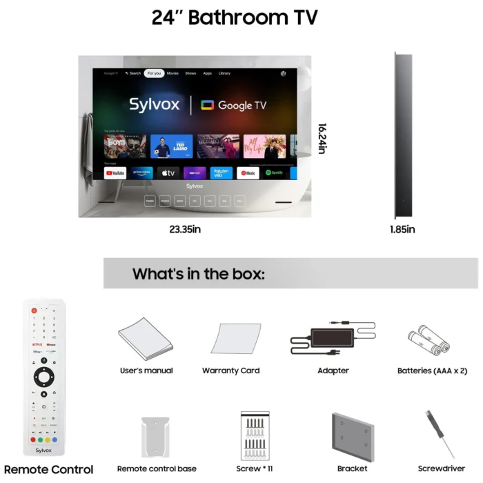 24" Waterproof Smart Mirror TV for Bathroom（Embedded Wall Model） - Image 2